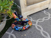 Talavera Rattlesnake Figurine Ceramic Mexican Pottery, Outdoor Snake Decor and Garden Statue Handmade in Mexico