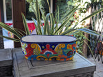 Oval Planter Talavera Pottery, Indoor or Outdoor Flower Pot, Ceramic Mexican Art as Housewarming Gift