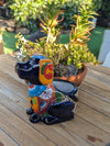 Talavera Dog Flower Pot for Outdoor Decor or Garden Decorations, Planter Pot is Handmade Mexican Pottery, great as Cute Dog Lover Gifts