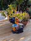 Talavera Dog Flower Pot for Outdoor Decor or Garden Decorations, Planter Pot is Handmade Mexican Pottery, great as Cute Dog Lover Gifts