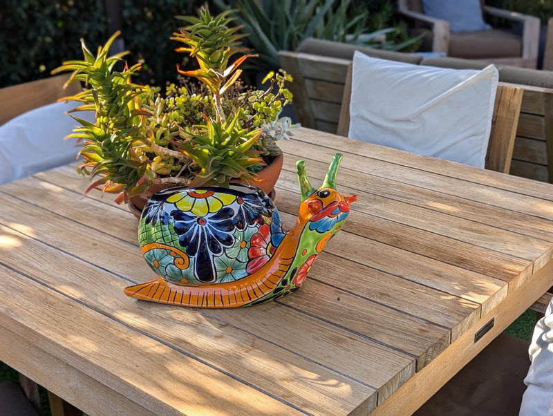 Talavera Snail Planter, Ceramic Mexican Planter Pot for Indoor Home Decor or Outdoor Garden Decor is also Exquisite Hand Painted Yard Art