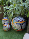 Spheres Garden Decor & Yard Art | Ceramic Talavera Pottery Home Decor, 3 Spheres Handmade in Mexico