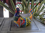 Talavera Chicken Ceramic Planter & Colorful Flower Pot, Handmade Outdoor Yard Decor or Indoor Plant Pot, Colorful Mexican Garden Decor