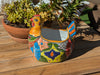 Talavera Chicken Ceramic Planter & Colorful Flower Pot, Handmade Outdoor Yard Decor or Indoor Plant Pot, Colorful Mexican Garden Decor