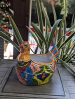 Talavera Chicken Ceramic Planter & Colorful Flower Pot, Handmade Outdoor Yard Decor or Indoor Plant Pot, Colorful Mexican Garden Decor