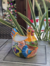 Talavera Chicken Ceramic Planter & Colorful Flower Pot, Handmade Outdoor Yard Decor or Indoor Plant Pot, Colorful Mexican Garden Decor