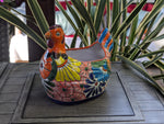 Talavera Chicken Ceramic Planter & Colorful Flower Pot, Handmade Outdoor Yard Decor or Indoor Plant Pot, Colorful Mexican Garden Decor