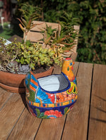 Talavera Chicken Ceramic Planter & Colorful Flower Pot, Handmade Outdoor Yard Decor or Indoor Plant Pot, Colorful Mexican Garden Decor