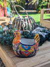 Talavera Chicken Ceramic Planter & Colorful Flower Pot, Handmade Outdoor Yard Decor or Indoor Plant Pot, Colorful Mexican Garden Decor