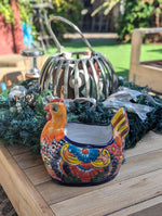 Talavera Chicken Ceramic Planter & Colorful Flower Pot, Handmade Outdoor Yard Decor or Indoor Plant Pot, Colorful Mexican Garden Decor