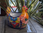 Talavera Chicken Ceramic Planter & Colorful Flower Pot, Handmade Outdoor Yard Decor or Indoor Plant Pot, Colorful Mexican Garden Decor