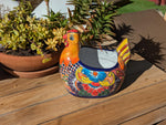 Talavera Chicken Ceramic Planter & Colorful Flower Pot, Handmade Outdoor Yard Decor or Indoor Plant Pot, Colorful Mexican Garden Decor