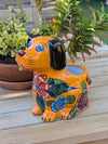 Talavera Dog Flower Pot for Outdoor Decor and Garden Decorations, Planter Pot is Handmade Mexican Pottery, Great as Dog Lover Gift