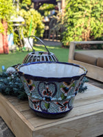 Talavera Pottery, Large Planter Pot 17" Wide, Ceramic Indoor Outdoor Flower Pot, Handmade In Mexico