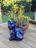 Handmade Talavera Cat Plant Pot | Ceramic Planter & Mexican Yard Art Will Infuse Your Home or Garden Decor with a Burst of Rainbow Colors