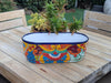 Oval Planter Talavera Pottery, Indoor or Outdoor Flower Pot, Ceramic Mexican Art as Housewarming Gift