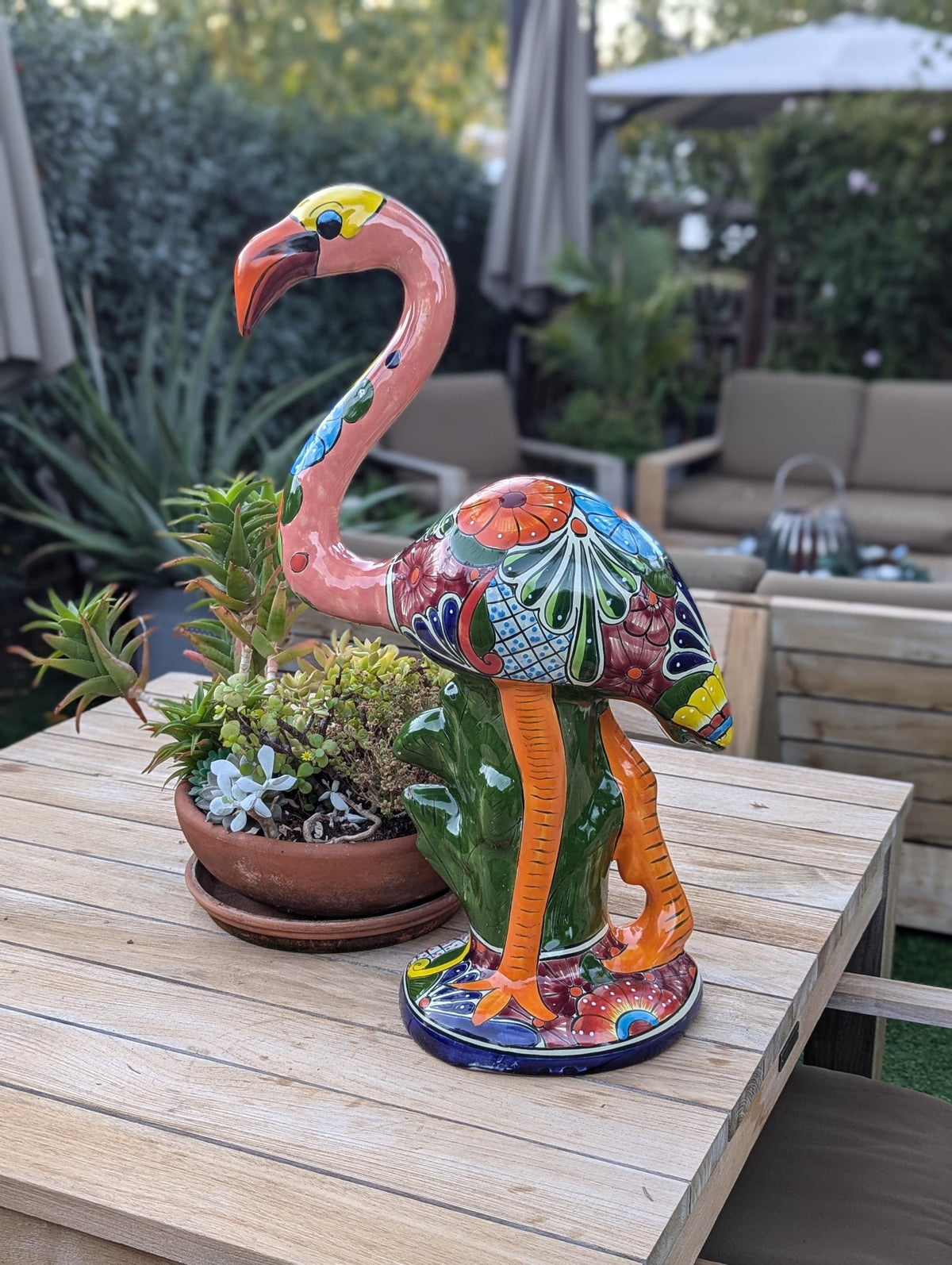 Flamingo Home Decor & Garden Art | Gorgeous Handmade Talavera Flamingo Will Enhance Your Home, Porch or Outdoor Decorations