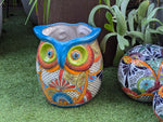 Gorgeous 14" Owl Flower Pot, Ceramic Planter is Handmade Talavera Pottery for Outdoor Garden Decor, Unique Housewarming Gift