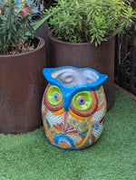 Gorgeous 14" Owl Flower Pot, Ceramic Planter is Handmade Talavera Pottery for Outdoor Garden Decor, Unique Housewarming Gift