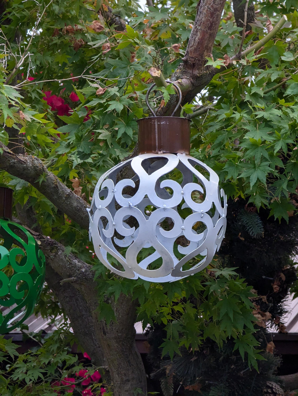 Christmas Ornaments Oversized Home Made Metal Christmas Tree Bulbs Featuring Various Festive Colors, Mexican Holiday Decor