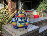 Talavera Frog Flower Pot | Ceramic Pottery for Indoor or Outdoor Planter Pot, Handmade Mexican Home Decor or Garden Decor & Yard Art