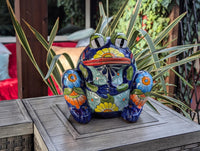 Talavera Frog Flower Pot | Ceramic Pottery for Indoor or Outdoor Planter Pot, Handmade Mexican Home Decor or Garden Decor & Yard Art