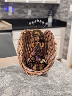 Angel & Holy Family Nativity is Oaxacan Folk Art From Mexico | Angel Sculpture is Original Clay Art Handmade By Juan Jose Aguilar of Oaxaca