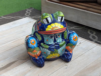 Talavera Frog Flower Pot | Ceramic Pottery for Indoor or Outdoor Planter Pot, Handmade Mexican Home Decor or Garden Decor & Yard Art