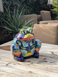 Talavera Frog Flower Pot | Ceramic Pottery for Indoor or Outdoor Planter Pot, Handmade Mexican Home Decor or Garden Decor & Yard Art