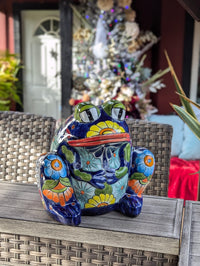 Talavera Frog Flower Pot | Ceramic Pottery for Indoor or Outdoor Planter Pot, Handmade Mexican Home Decor or Garden Decor & Yard Art