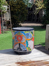 14" Tall Round Flower Pot is Colorful Talavera Ceramic Planter, Handmade Mexican Pottery | Garden Art, Home Decor or Housewarming Gift