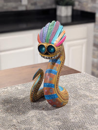 Snake Alebrije Fusion Art | Handmade Home Decor, Folk Art Original Wood Sculpture from Oaxaca Mexico,  Unique Carved Animal Snake Statue