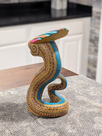 Snake Alebrije Fusion Art | Handmade Home Decor, Folk Art Original Wood Sculpture from Oaxaca Mexico,  Unique Carved Animal Snake Statue
