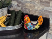 Chicken Flower Pot Ceramic Talavera Planter, Small Handmade Mexican Pottery Home Decor as Indoor Planter or Outdoor Pot