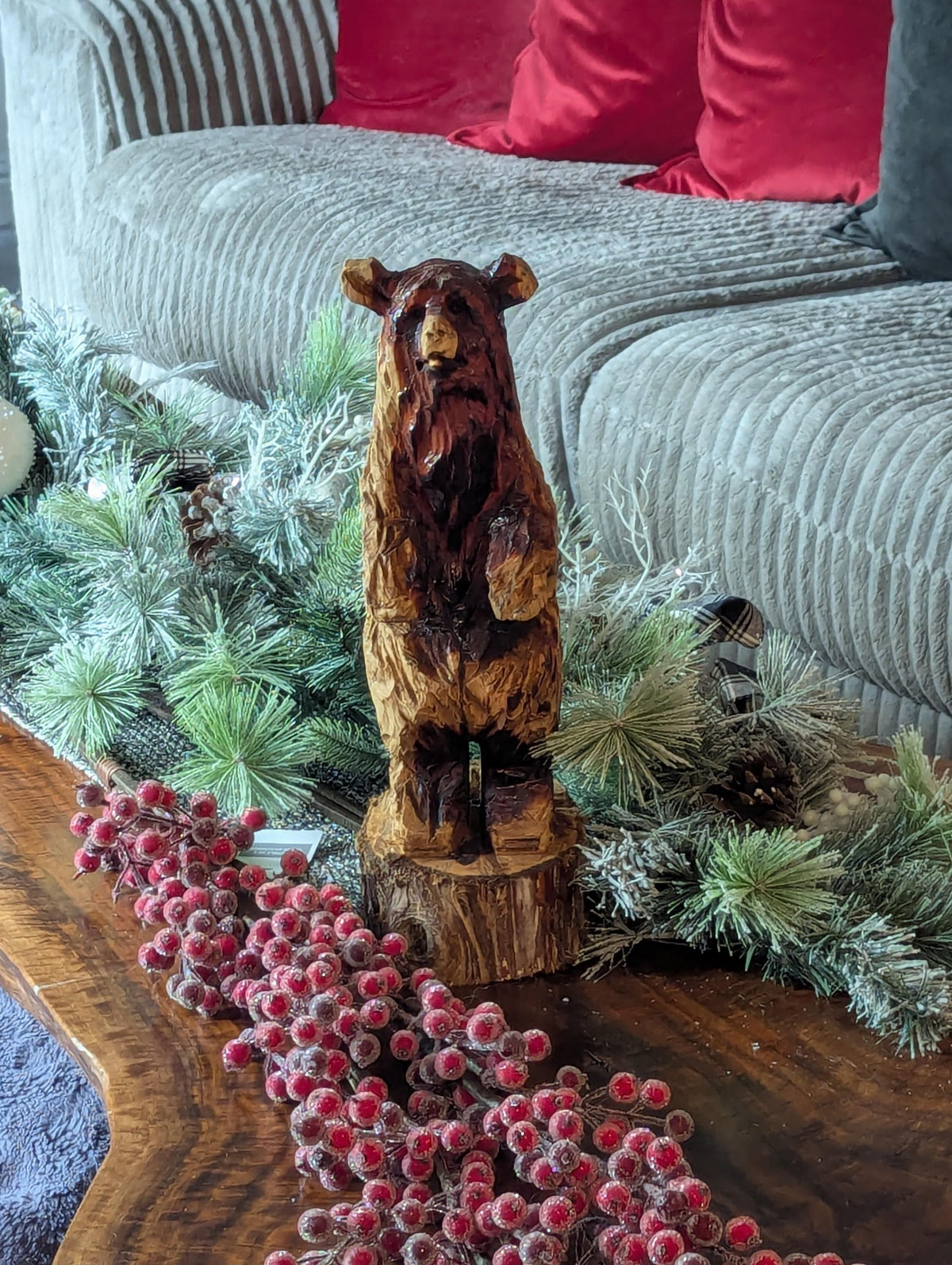 Brown Bear Home Decor & Yard Art | Handmade by Chainsaw in Texas Wooden Statue for Your Kitchen Counter, Home Accent or Yard Art