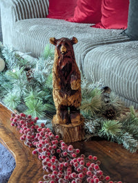 Brown Bear Home Decor & Yard Art | Handmade by Chainsaw in Texas Wooden Statue for Your Kitchen Counter, Home Accent or Yard Art