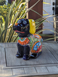 Talavera Dog Flower Pot for Outdoor Decor or Garden Decorations, Planter Pot is Handmade Mexican Pottery, great as Cute Dog Lover Gifts