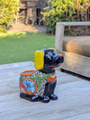 Talavera Dog Flower Pot for Outdoor Decor or Garden Decorations, Planter Pot is Handmade Mexican Pottery, great as Cute Dog Lover Gifts