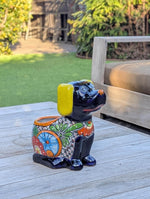 Talavera Dog Flower Pot for Outdoor Decor or Garden Decorations, Planter Pot is Handmade Mexican Pottery, great as Cute Dog Lover Gifts