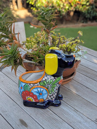 Talavera Dog Flower Pot for Outdoor Decor or Garden Decorations, Planter Pot is Handmade Mexican Pottery, great as Cute Dog Lover Gifts
