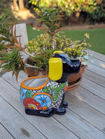 Talavera Dog Flower Pot for Outdoor Decor or Garden Decorations, Planter Pot is Handmade Mexican Pottery, great as Cute Dog Lover Gifts
