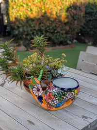 Talavera Snail Planter, Ceramic Mexican Planter Pot for Indoor Home Decor or Outdoor Garden Decor is also Exquisite Hand Painted Yard Art