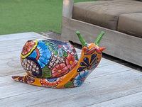Talavera Snail Planter, Ceramic Mexican Planter Pot for Indoor Home Decor or Outdoor Garden Decor is also Exquisite Hand Painted Yard Art