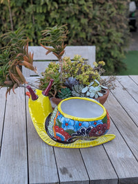 Talavera Snail Planter, Ceramic Mexican Planter Pot for Indoor Home Decor or Outdoor Garden Decor is also Exquisite Hand Painted Yard Art