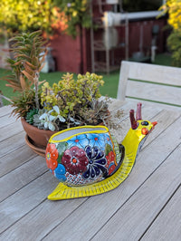 Talavera Snail Planter, Ceramic Mexican Planter Pot for Indoor Home Decor or Outdoor Garden Decor is also Exquisite Hand Painted Yard Art