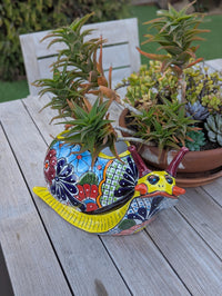 Talavera Snail Planter, Ceramic Mexican Planter Pot for Indoor Home Decor or Outdoor Garden Decor is also Exquisite Hand Painted Yard Art