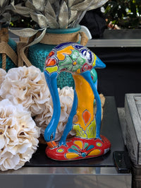 Blue Flamingo Home Decor or Yard Art, Talavera Pottery to use as Home Decor, Porch Decoration or Outdoor Decor