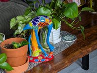 Blue Flamingo Home Decor or Yard Art, Talavera Pottery to use as Home Decor, Porch Decoration or Outdoor Decor