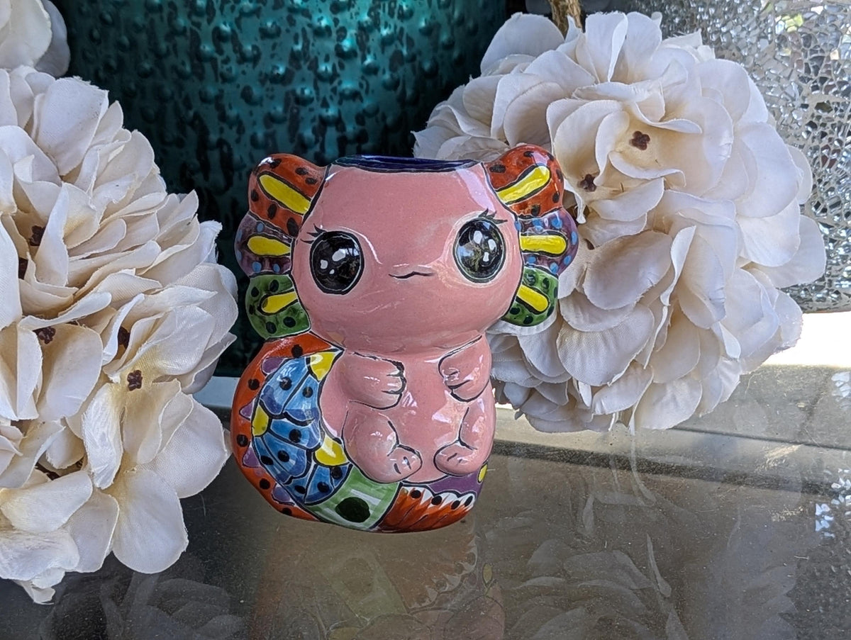 Axolotl Salamander Home Decor | Cute Ceramic Planter for Indoor Decor or Garden Decoration, Talavera Planter Pot is Handmade Mexican Pottery