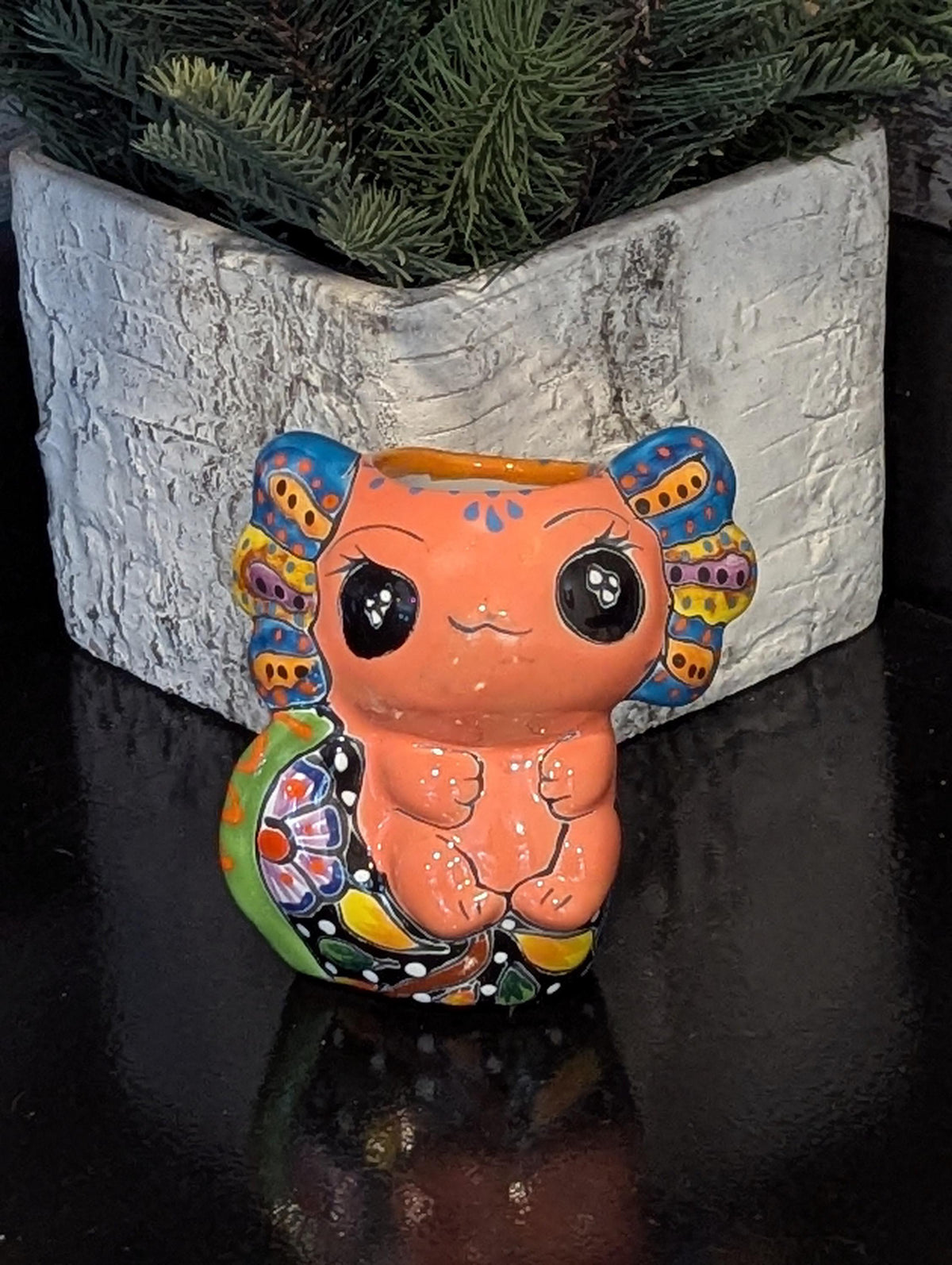 Axolotl Salamander Home Decor | Cute Ceramic Planter for Indoor Decor or Garden Decoration, Talavera Planter Pot is Handmade Mexican Pottery